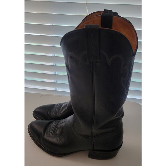J. Chisholm Black Leather Western Cowboy Boots Men\'s 8.5 EE Wide USA Vintage main image 6